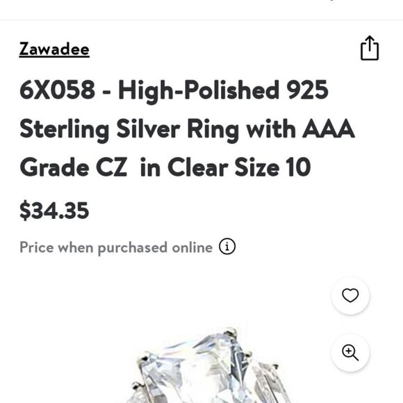 Womans  Sterling Silver 925  Square Highly Polished‎ C.Z.  Sz 5 New - Picture 9 of 10